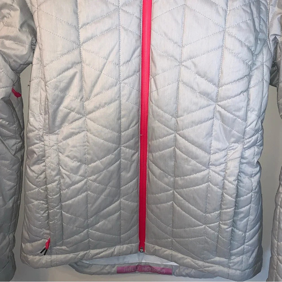Helly Hansen Women's Prime Ski Jacket Nordic Pink Grey Quilted Faux Fur Trim L - Picture 8 of 10